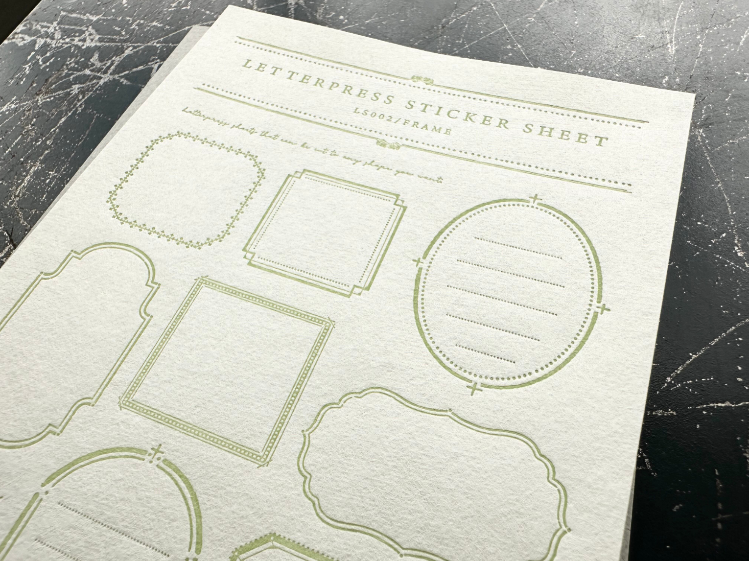 【限定色】LETTERPRESS sticker sheet【FRAME / Light green】