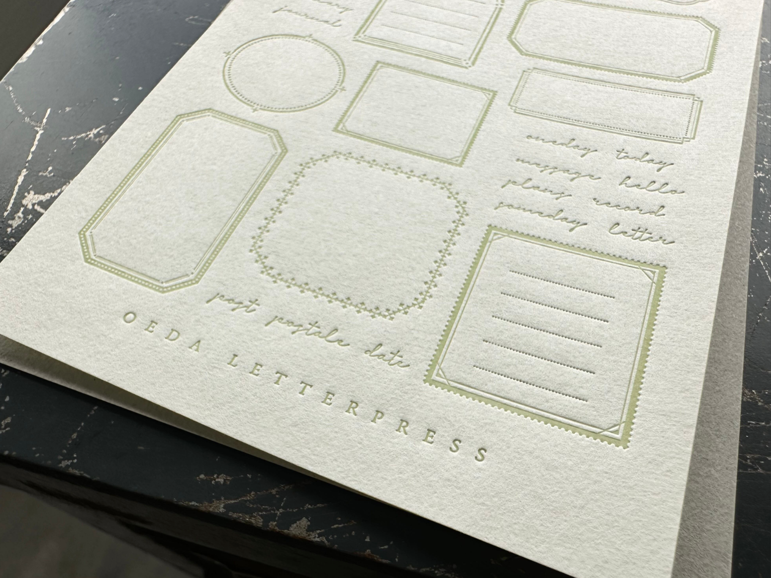 【限定色】LETTERPRESS sticker sheet【FRAME / Light green】