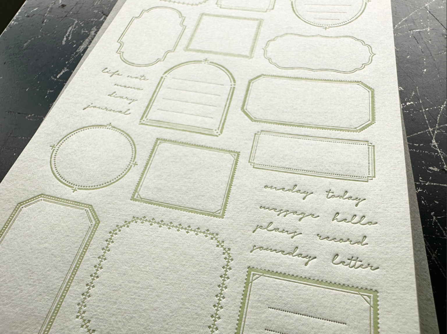 【限定色】LETTERPRESS sticker sheet【FRAME / Light green】