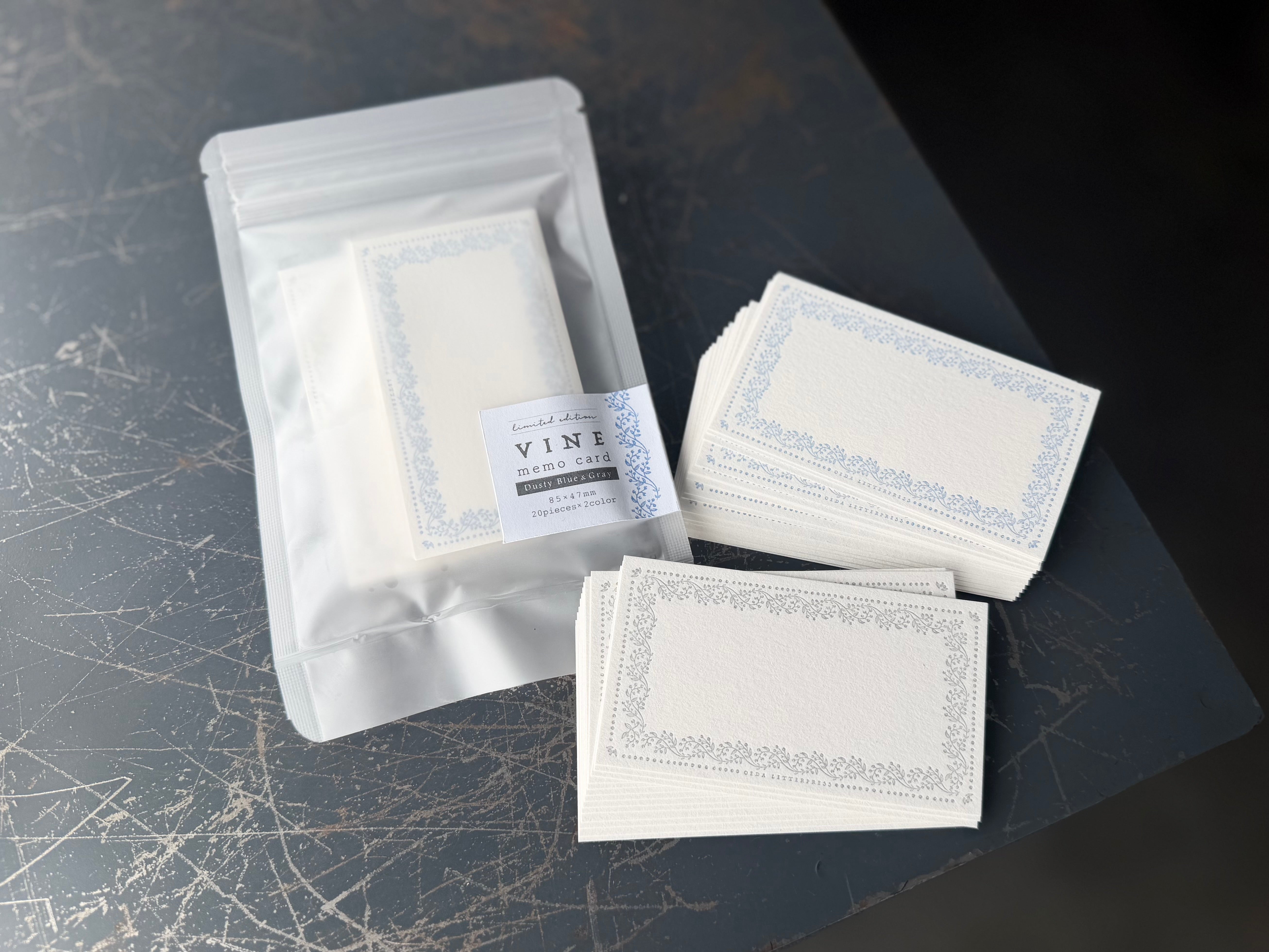 【Limited color】Memo card “VINE”限定色 Dusty Blue ＆ Gray