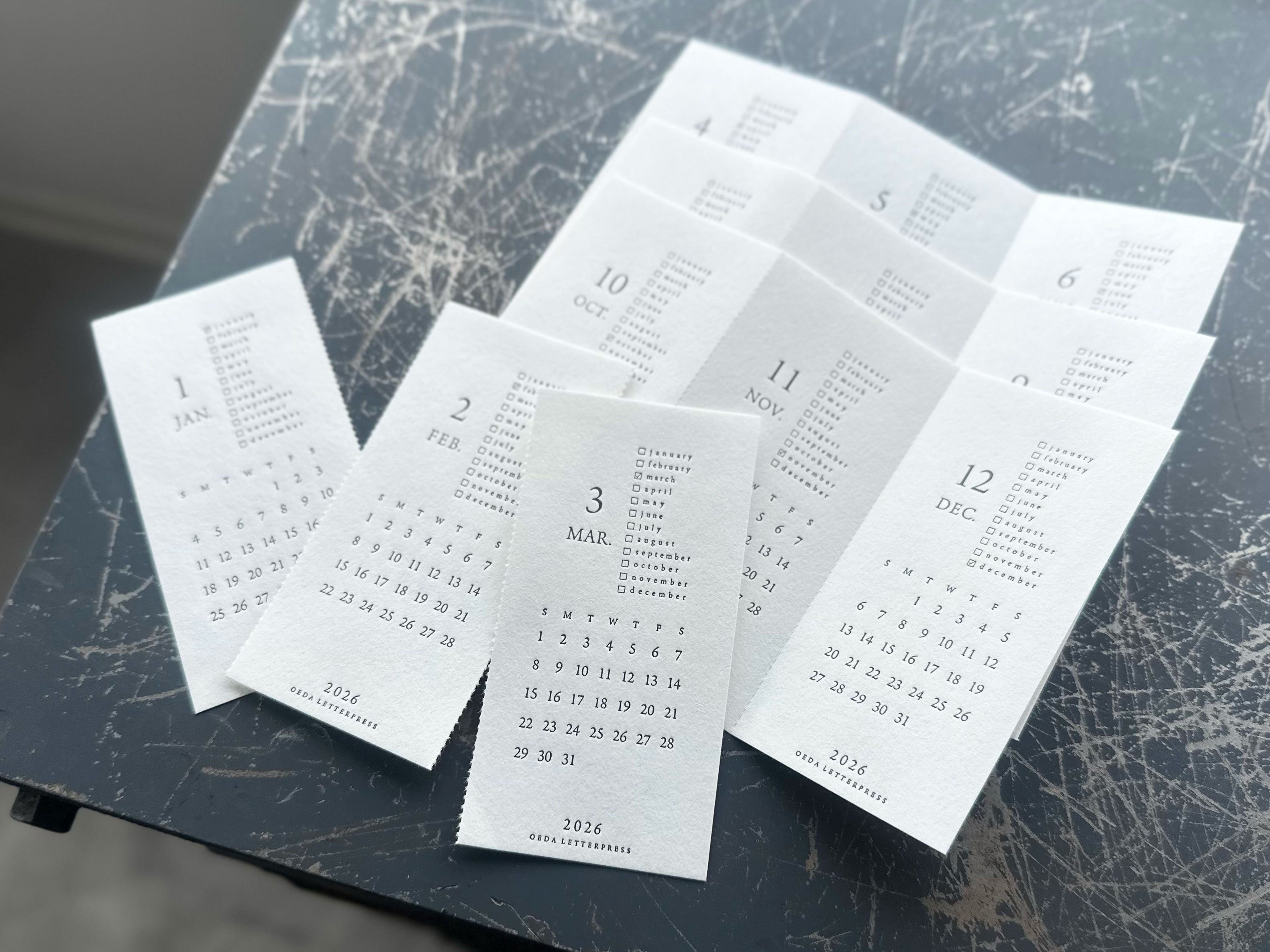 "NEW" MINI LETTERPRESS CALENDAR 2026
